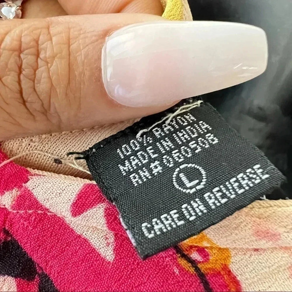 RUFFLE STRAP ORANGE MULTICOLORED V TANK  TOP SIZE LARGE - Picture 8 of 9